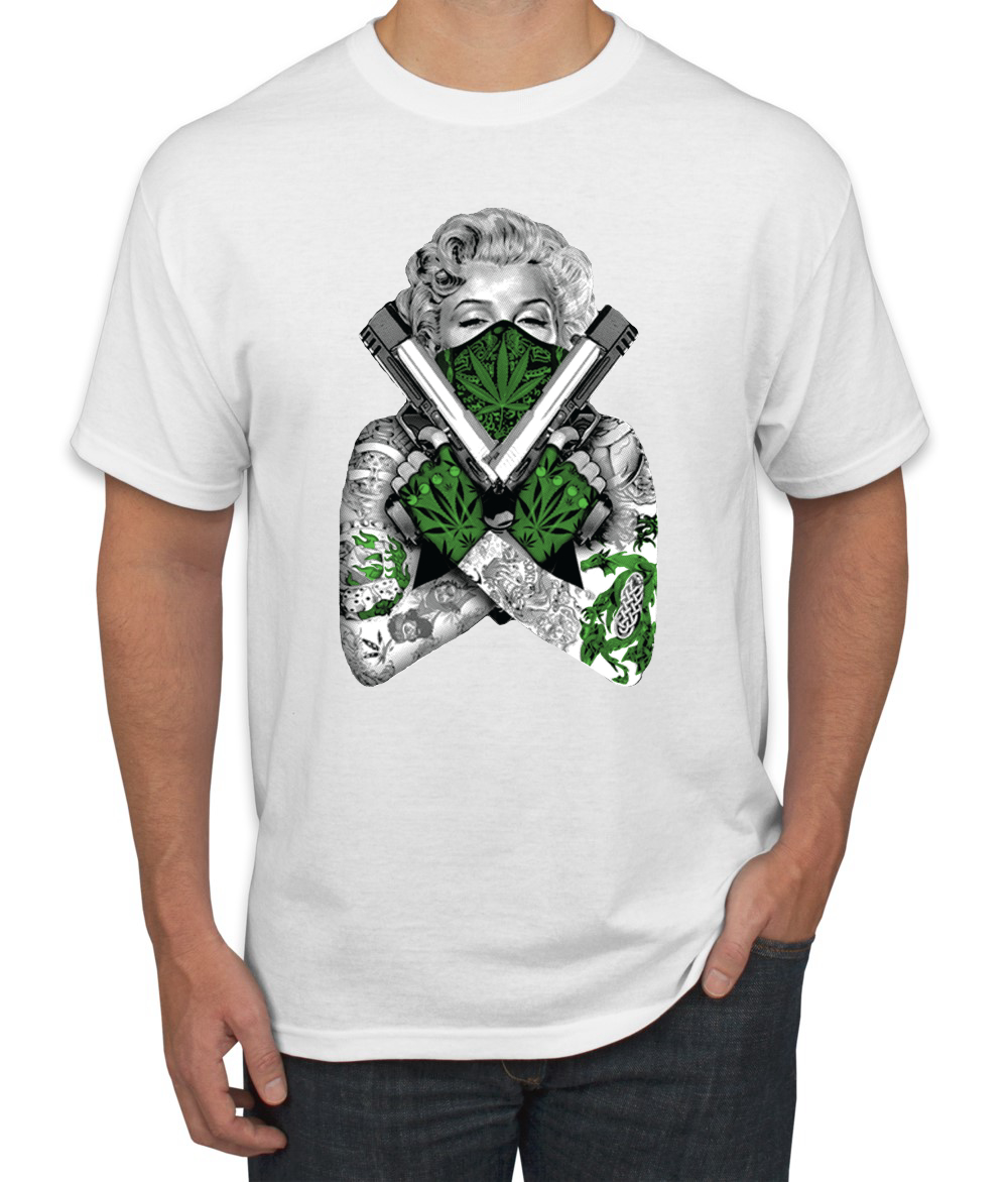 Camiseta Marilyn Monroe Hierba Marihuana Dos Armas Gráfico Camiseta - Imagen 25 de 25