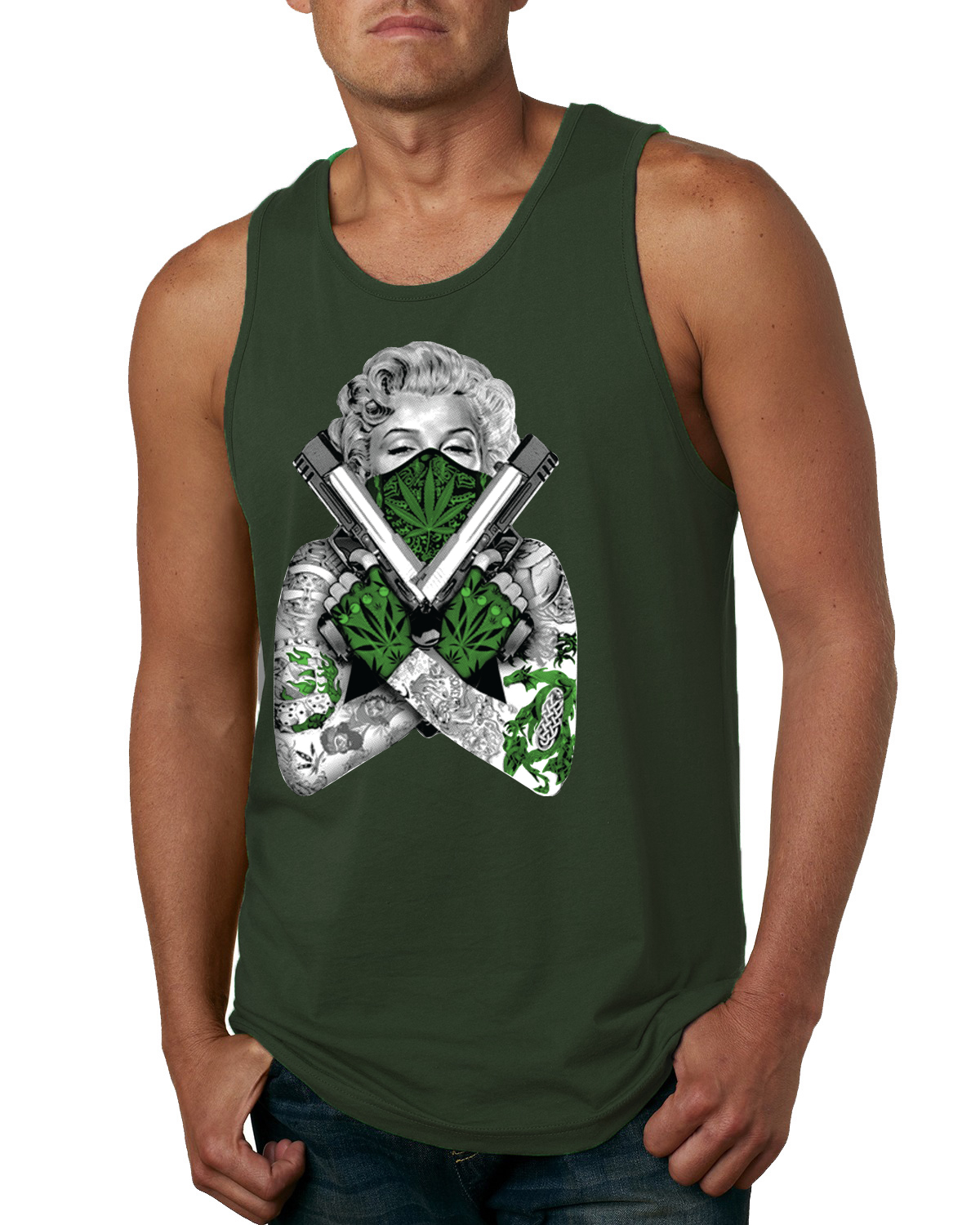 Marilyn Monroe Weed Marijuana Two Guns Herren Grafik Tank Top - Bild 8 von 9