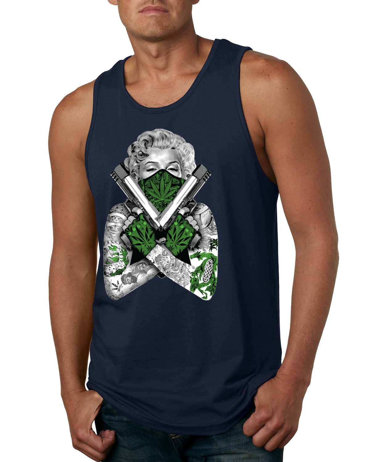 Marilyn Monroe Weed Marijuana Two Guns Herren Grafik Tank Top - Bild 5 von 9