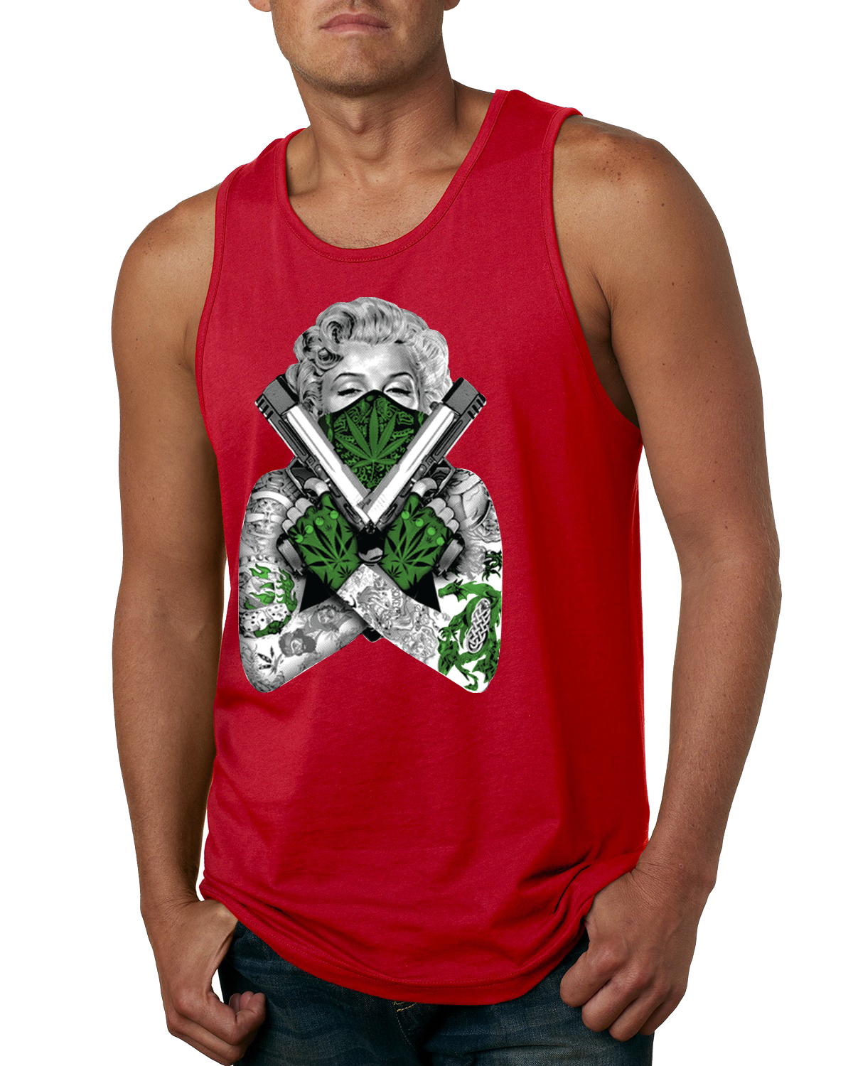 Marilyn Monroe Weed Marijuana Two Guns Herren Grafik Tank Top - Bild 6 von 9