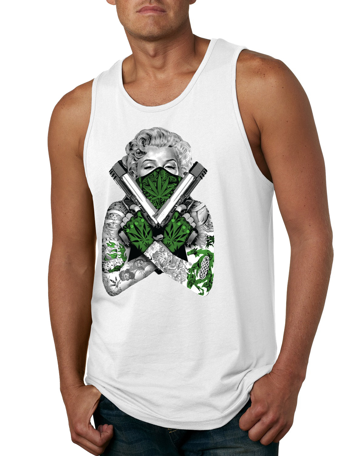 Marilyn Monroe Weed Marijuana Two Guns Herren Grafik Tank Top - Bild 9 von 9