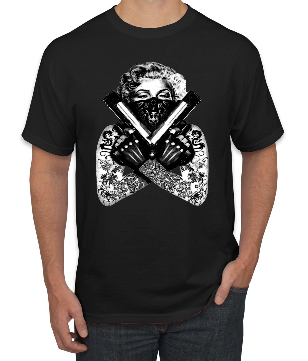 Marilyn Monroe Badass Tattoo Art Guns Men Graphic Tshirt