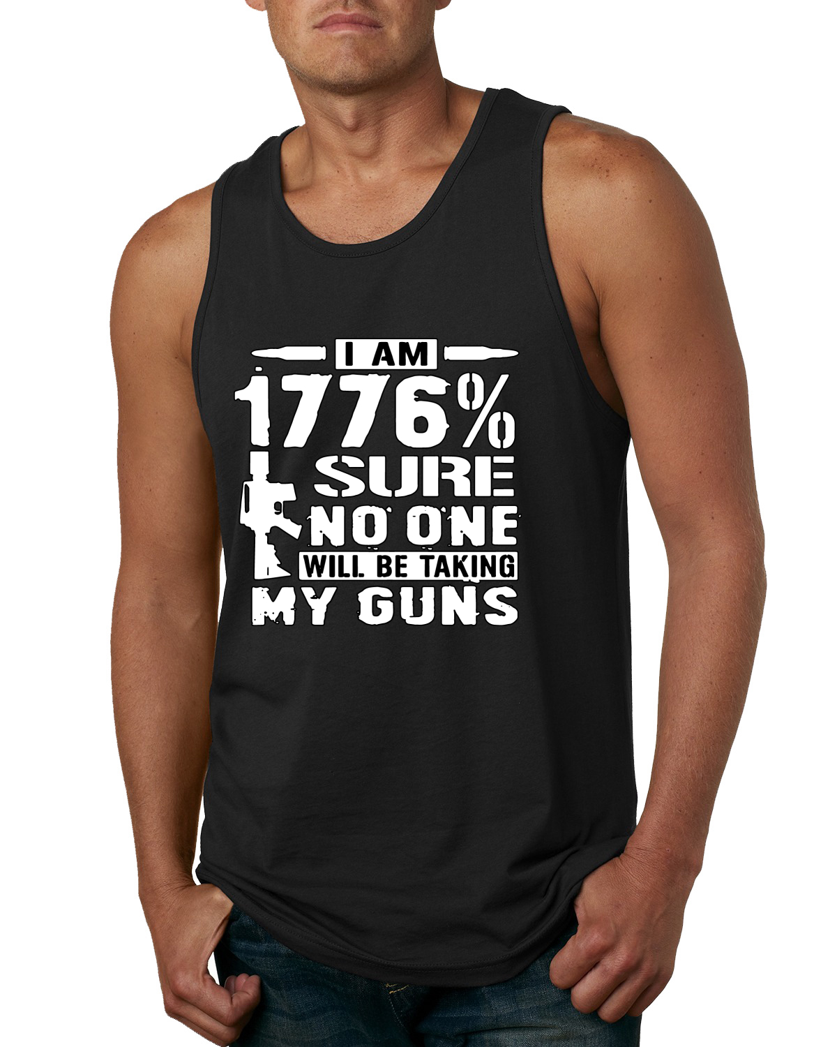 Camiseta sin mangas 1776% Sure No One Will Be Taking My Guns humor para hombre - Imagen 2 de 8