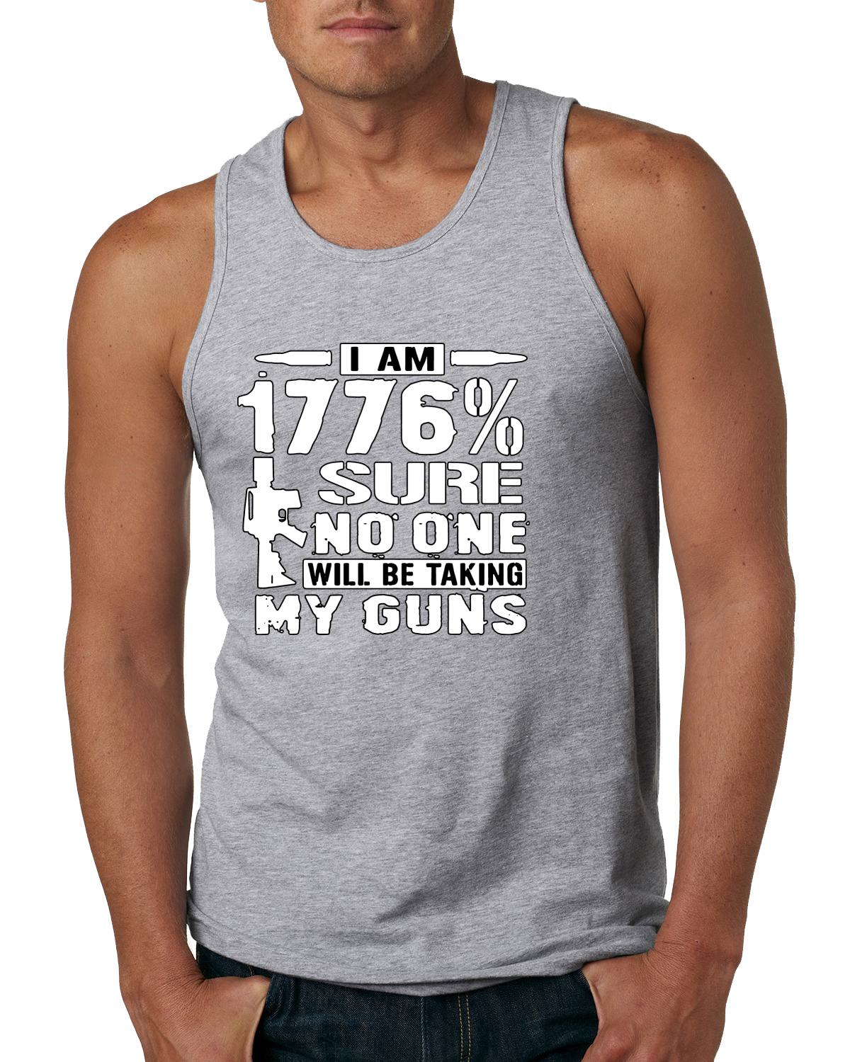 Camiseta sin mangas 1776% Sure No One Will Be Taking My Guns humor para hombre - Imagen 4 de 8