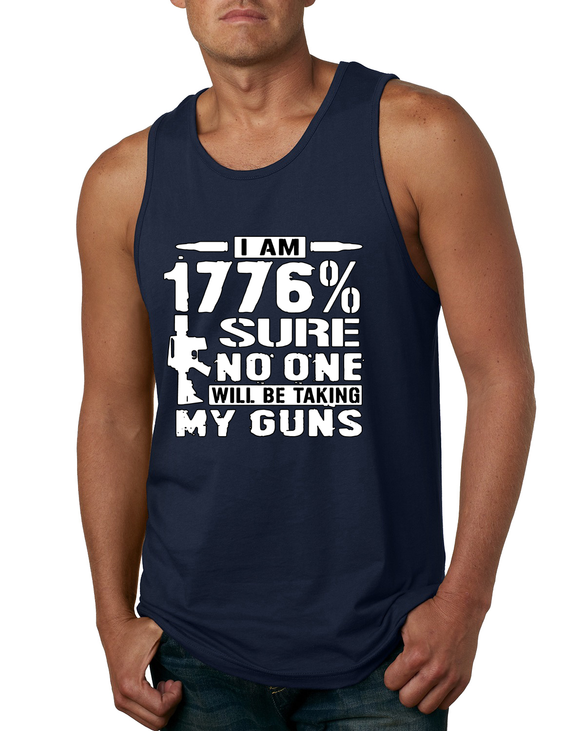 Camiseta sin mangas 1776% Sure No One Will Be Taking My Guns humor para hombre - Imagen 5 de 8