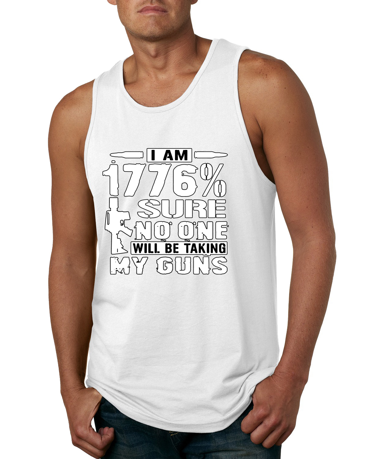 Camiseta sin mangas 1776% Sure No One Will Be Taking My Guns humor para hombre - Imagen 8 de 8
