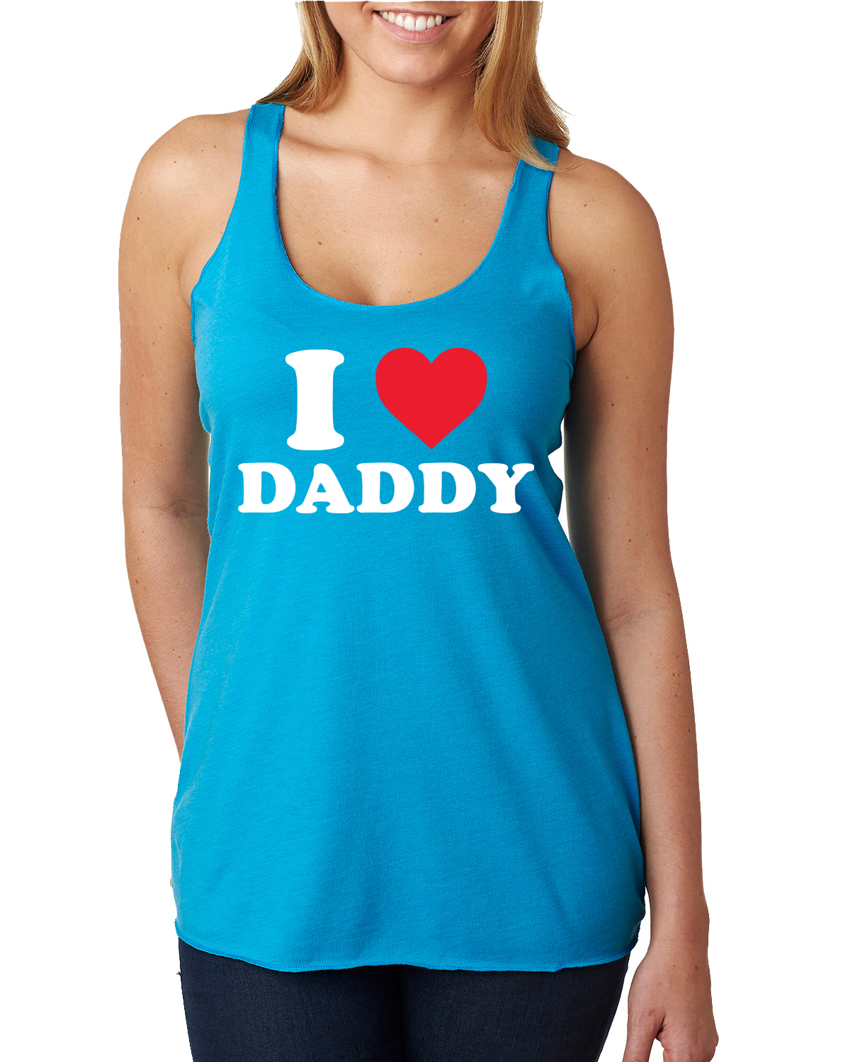 I Love Daddy R-Rated Humor Tri-Blend Racerback Tank Top - Picture 12 of 12