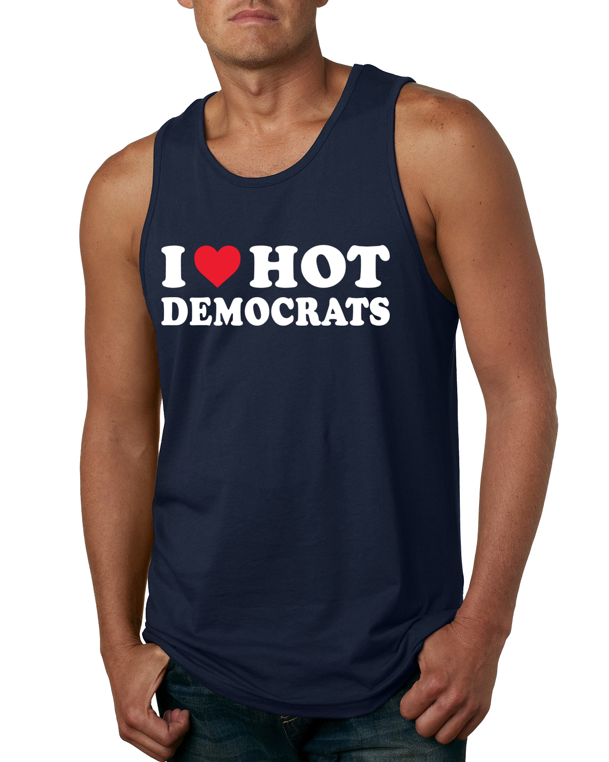 I Love Hot Democrats Political Mens Graphic Tank Top