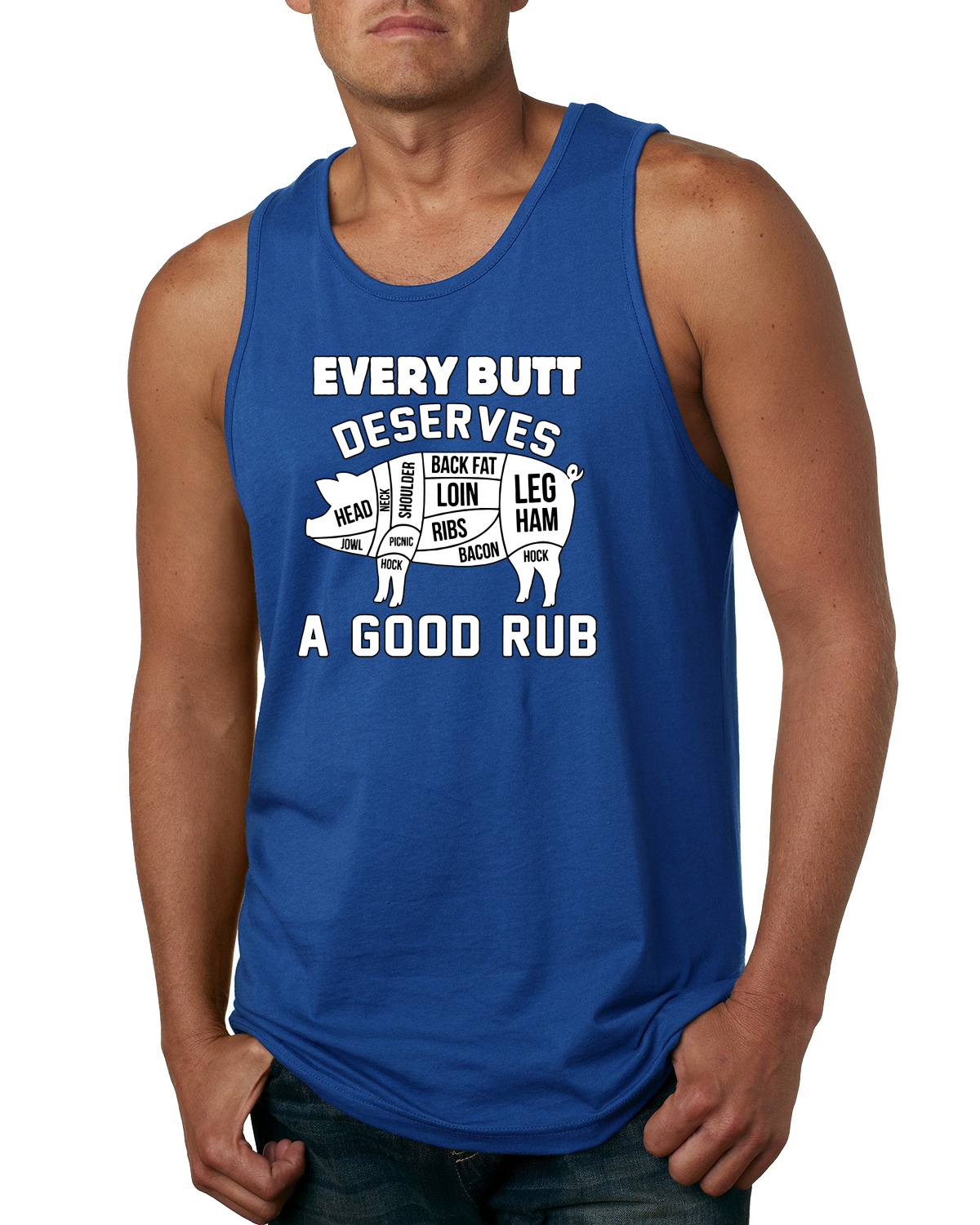 Camiseta sin mangas Every Butt Deserves A Good Rub Humor para hombre - Imagen 7 de 8