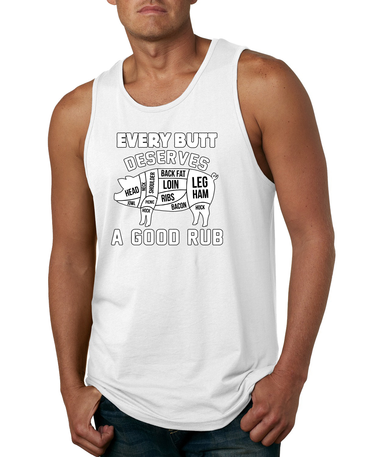 Camiseta sin mangas Every Butt Deserves A Good Rub Humor para hombre - Imagen 8 de 8