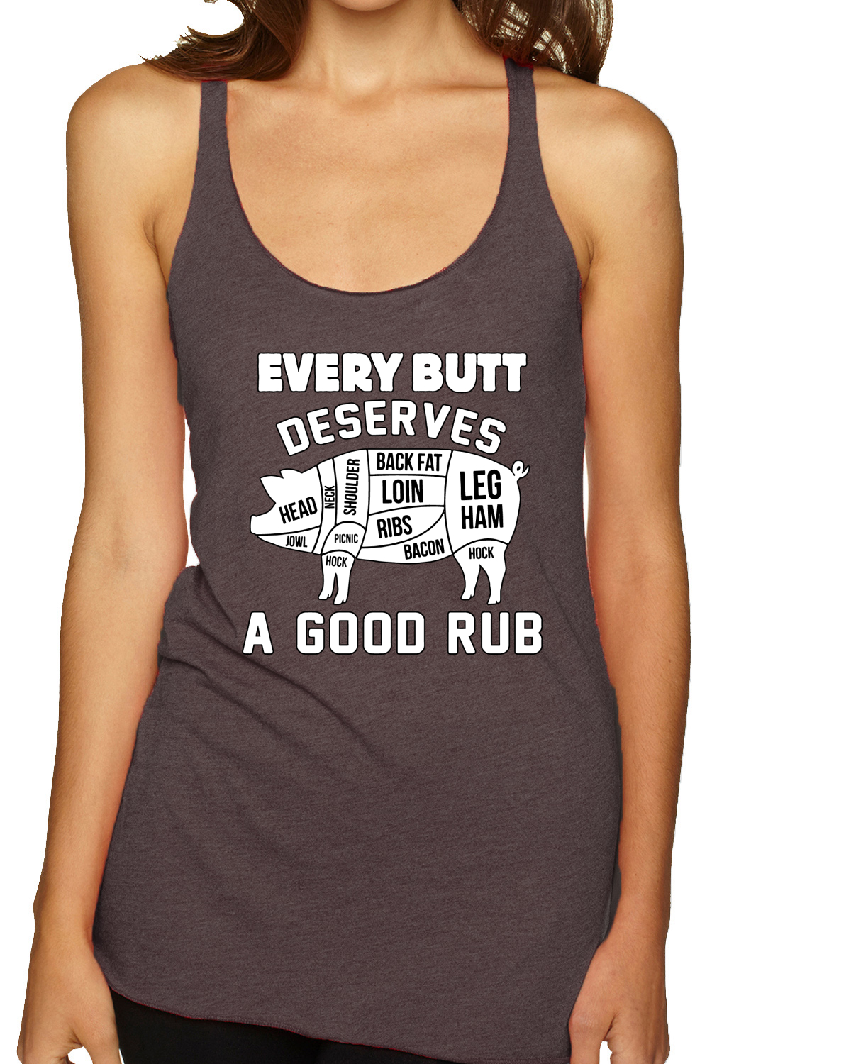 Every Butt Deserves A Good Rub Humor Tri-Blend Racerback Tank Top - Picture 2 of 15