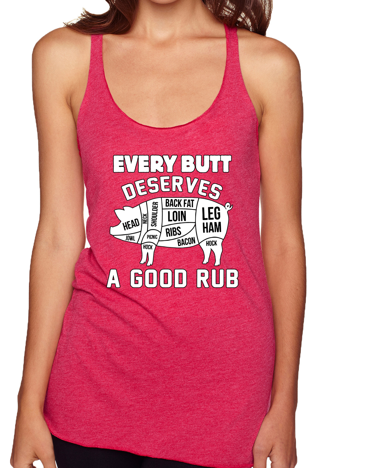 Every Butt Deserves A Good Rub Humor Tri-Blend Racerback Tank Top - Picture 13 of 15