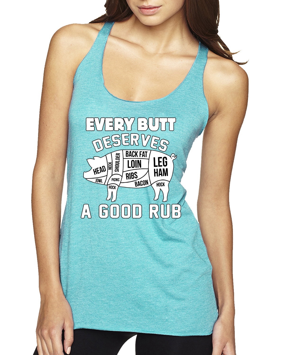 Every Butt Deserves A Good Rub Humor Tri-Blend Racerback Tank Top - Picture 4 of 15