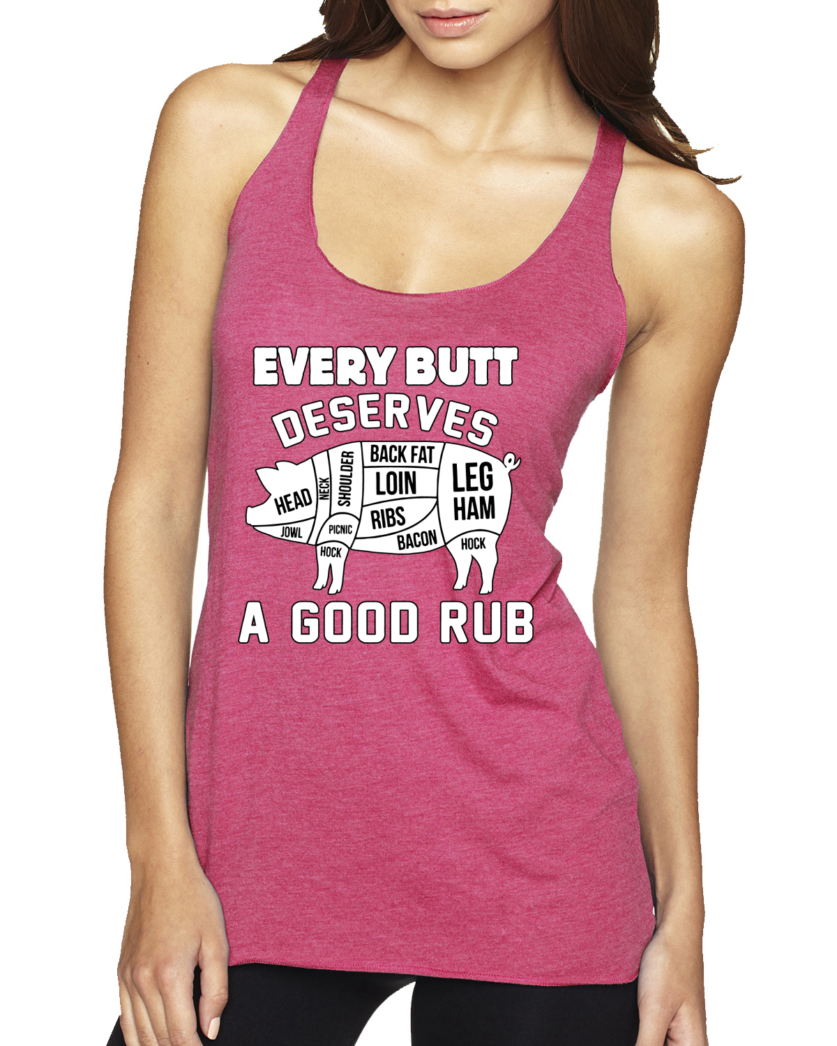 Every Butt Deserves A Good Rub Humor Tri-Blend Racerback Tank Top - Picture 14 of 15