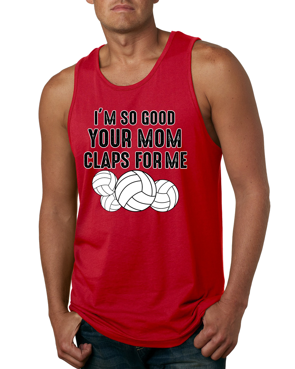 Camiseta sin mangas Im So Good Your Mom Claps For Me voleibol humor para hombres - Imagen 7 de 9