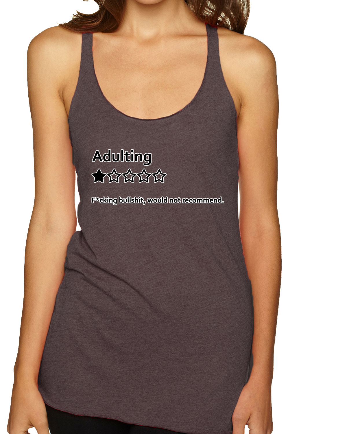 Adulting One Star Rating Would Not Recommend Tri-Blend Racerback Tank Top - Picture 3 of 16