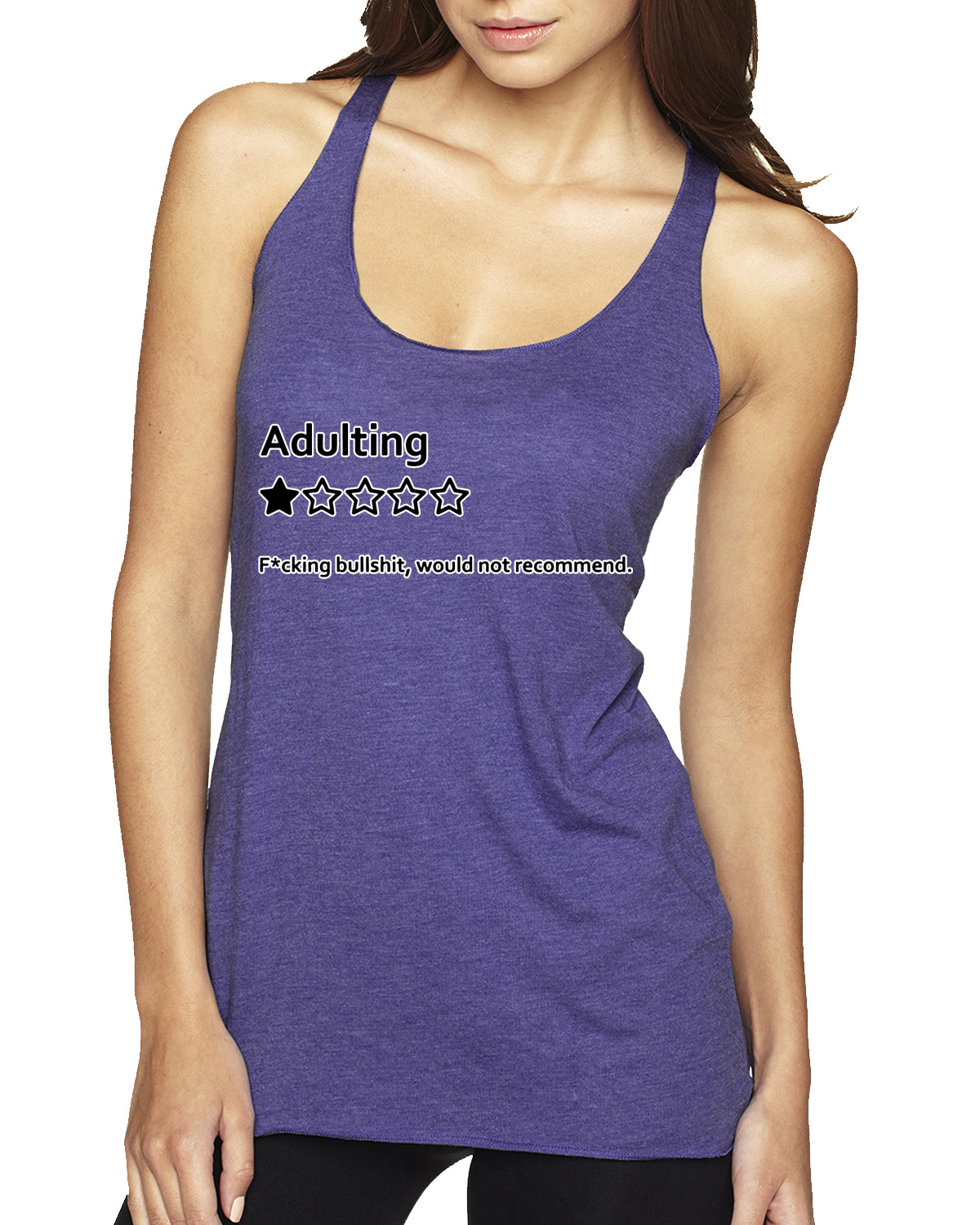 Adulting One Star Rating Would Not Recommend Tri-Blend Racerback Tank Top - Picture 4 of 16