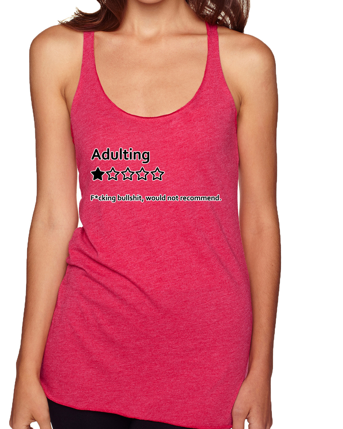 Adulting One Star Rating Would Not Recommend Tri-Blend Racerback Tank Top - Picture 14 of 16