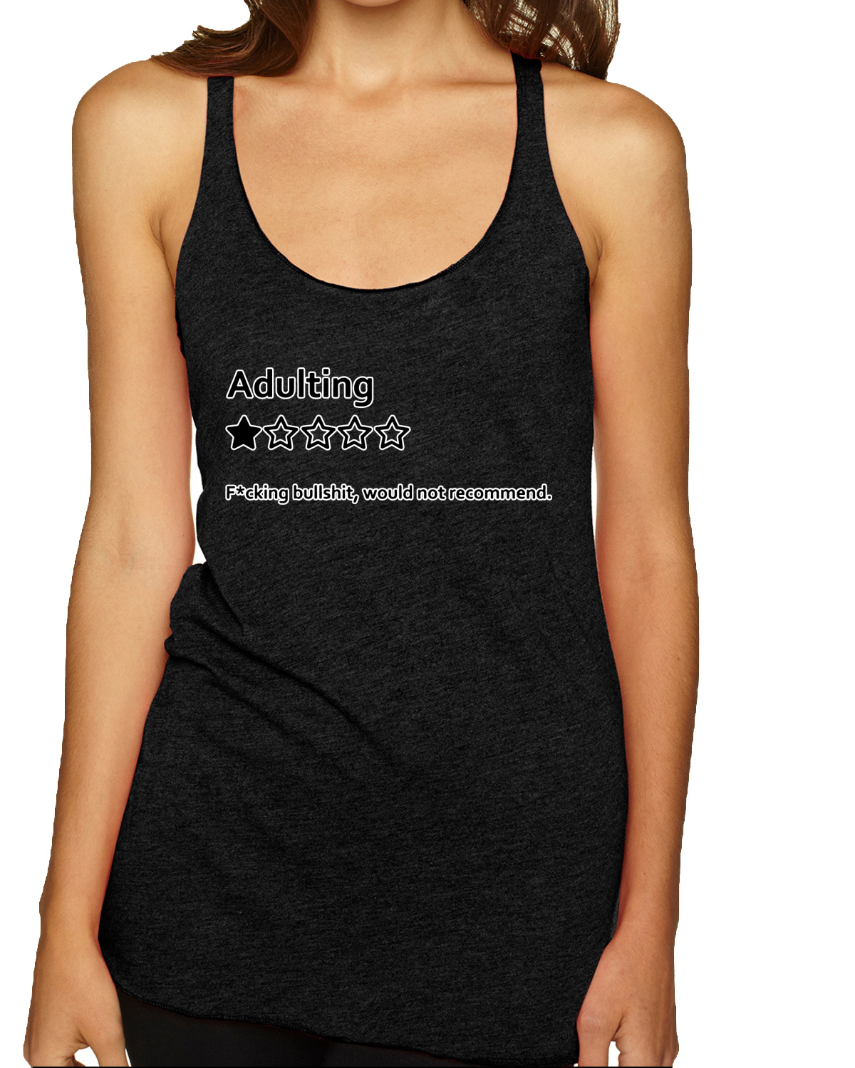 Adulting One Star Rating Would Not Recommend Tri-Blend Racerback Tank Top - Picture 9 of 16