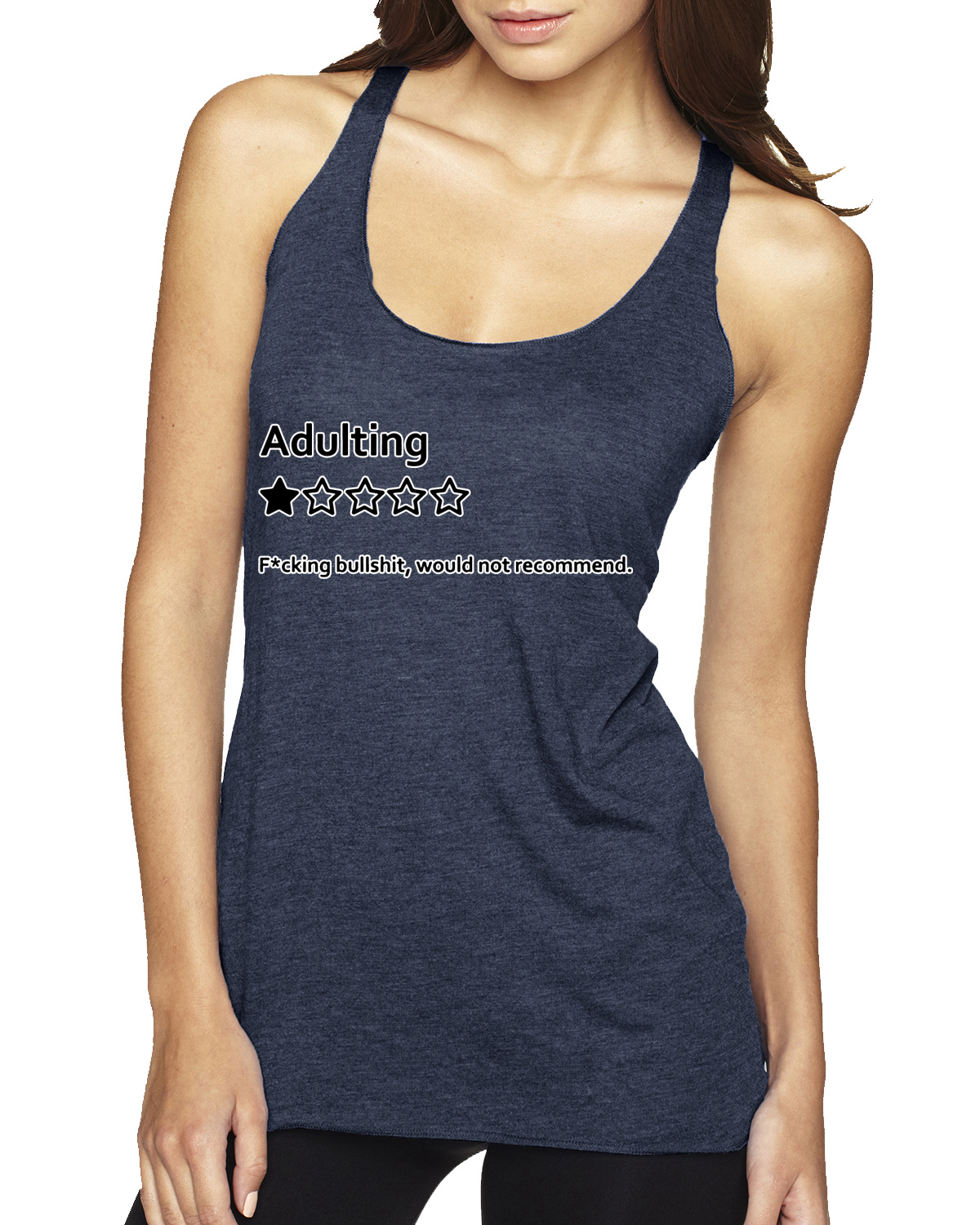 Adulting One Star Rating Would Not Recommend Tri-Blend Racerback Tank Top - Picture 10 of 16