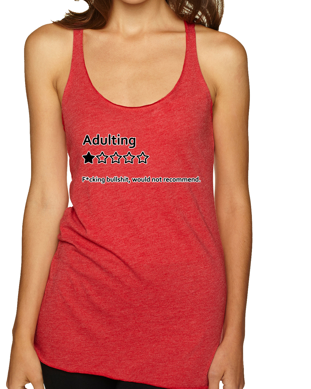 Adulting One Star Rating Would Not Recommend Tri-Blend Racerback Tank Top - Picture 11 of 16