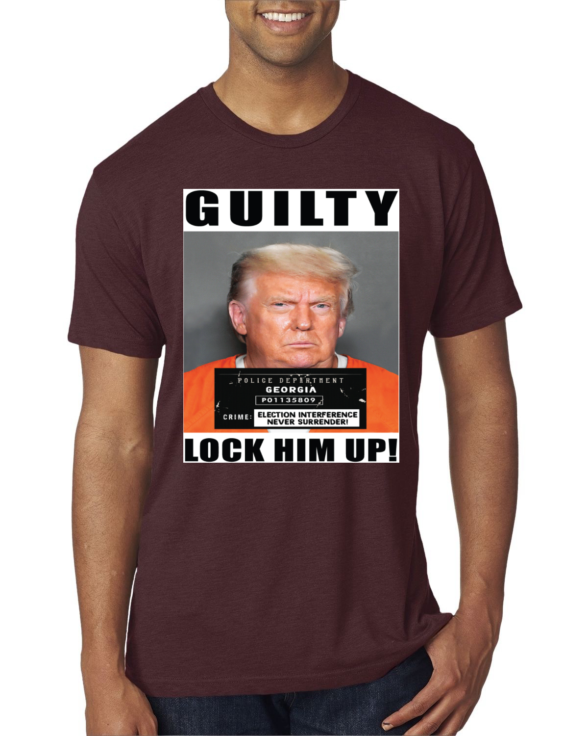 Camiseta Trump Guilty Mugshot Lock Him Up Hombre Premium TriBlend - Imagen 13 de 17