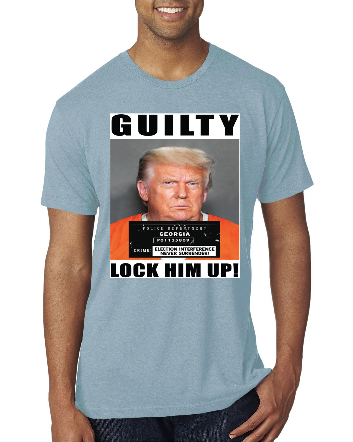 Camiseta Trump Guilty Mugshot Lock Him Up Hombre Premium TriBlend - Imagen 16 de 17