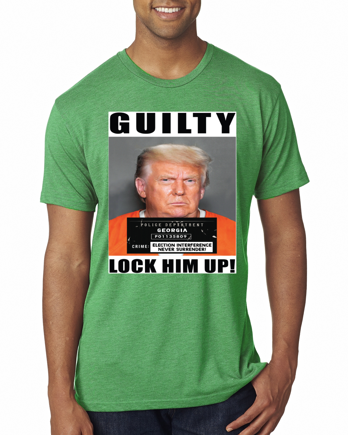 Camiseta Trump Guilty Mugshot Lock Him Up Hombre Premium TriBlend - Imagen 4 de 17