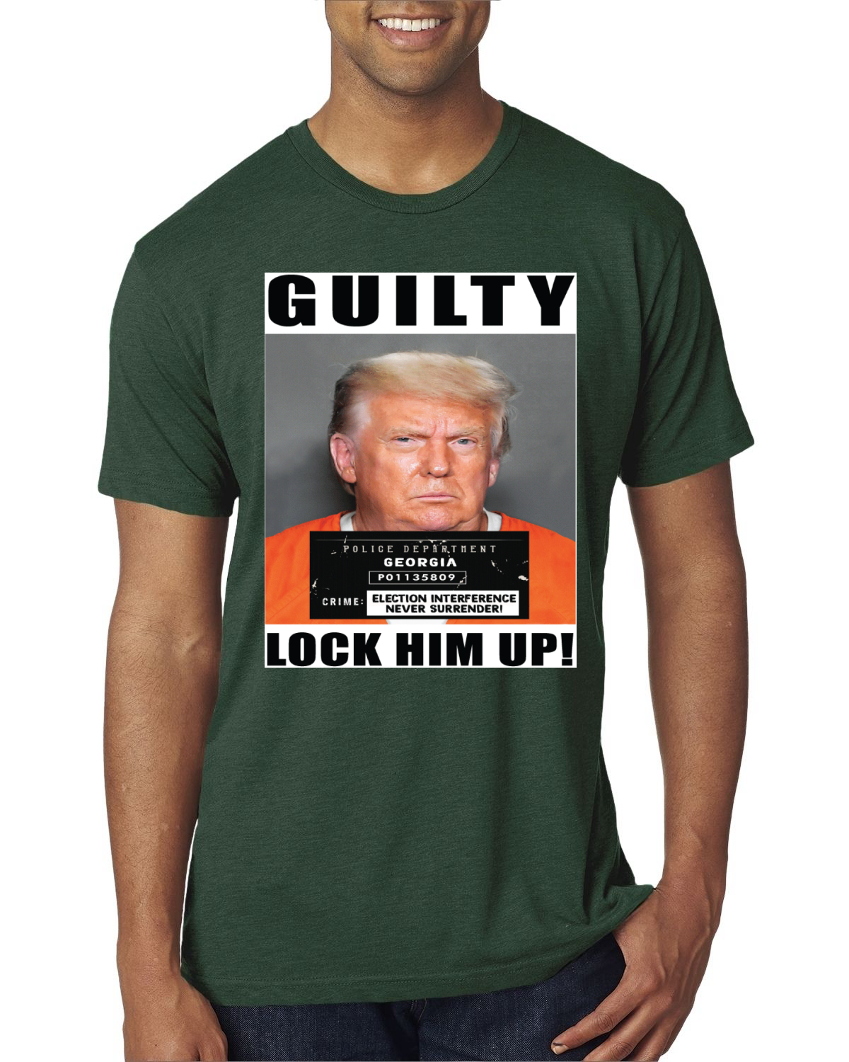 Camiseta Trump Guilty Mugshot Lock Him Up Hombre Premium TriBlend - Imagen 3 de 17