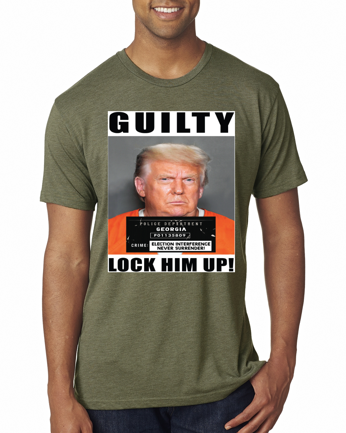 Camiseta Trump Guilty Mugshot Lock Him Up Hombre Premium TriBlend - Imagen 12 de 17
