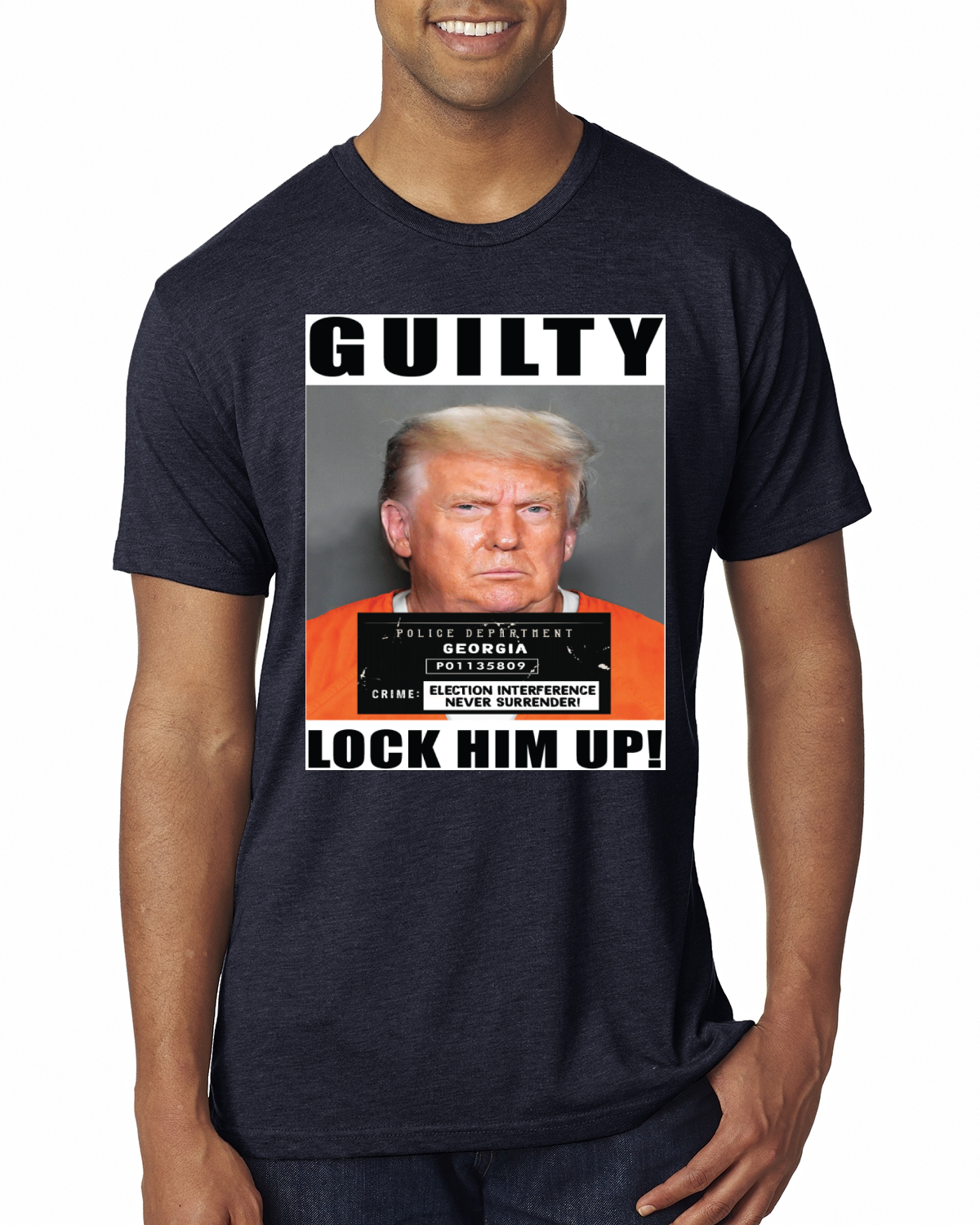 Camiseta Trump Guilty Mugshot Lock Him Up Hombre Premium TriBlend - Imagen 8 de 17