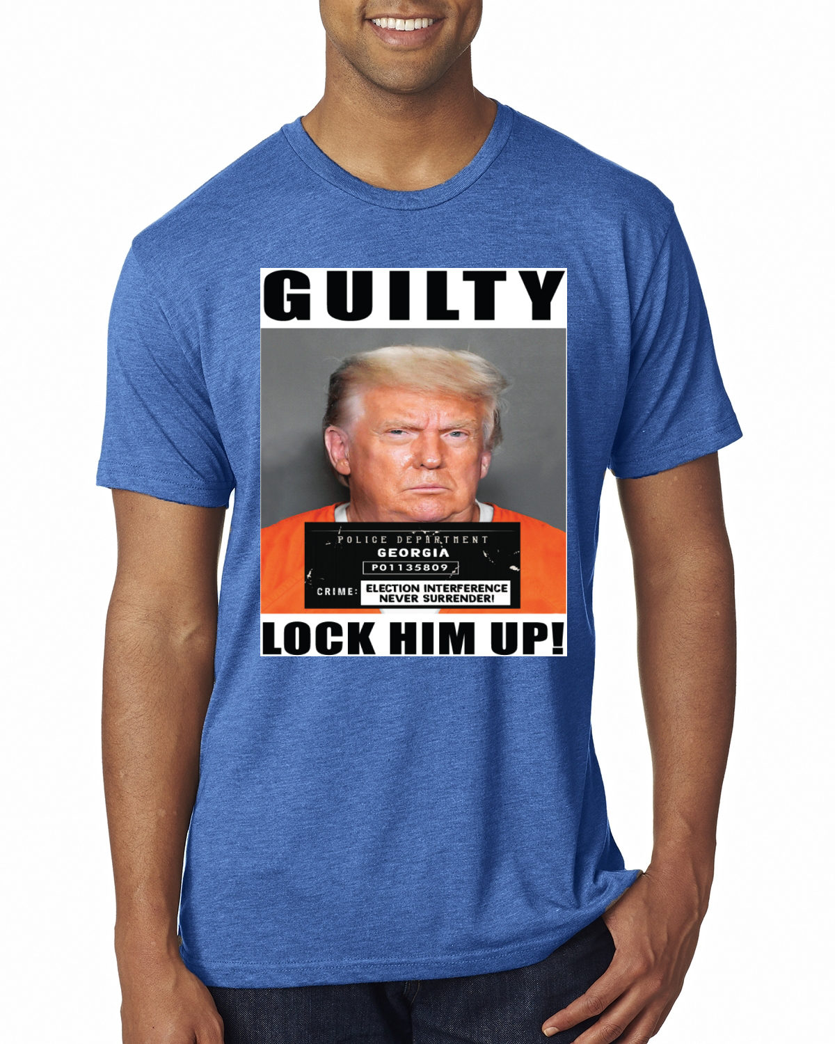Camiseta Trump Guilty Mugshot Lock Him Up Hombre Premium TriBlend - Imagen 11 de 17