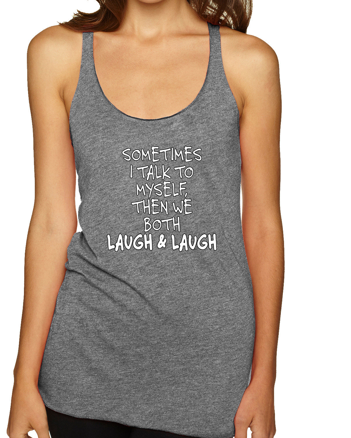 Camiseta sin mangas Sometimes I Talk To Myself Then We Both Laugh Humor Tri-Blend espalda deportiva - Imagen 7 de 15