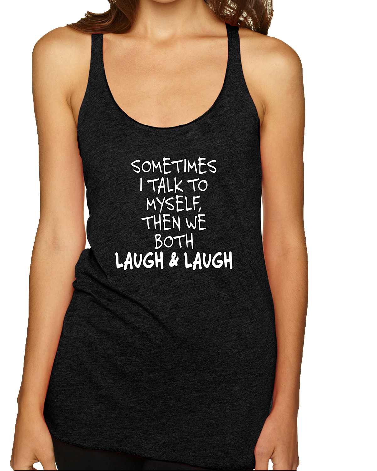 Camiseta sin mangas Sometimes I Talk To Myself Then We Both Laugh Humor Tri-Blend espalda deportiva - Imagen 8 de 15