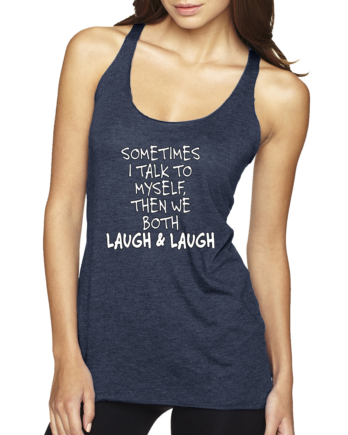 Camiseta sin mangas Sometimes I Talk To Myself Then We Both Laugh Humor Tri-Blend espalda deportiva - Imagen 9 de 15