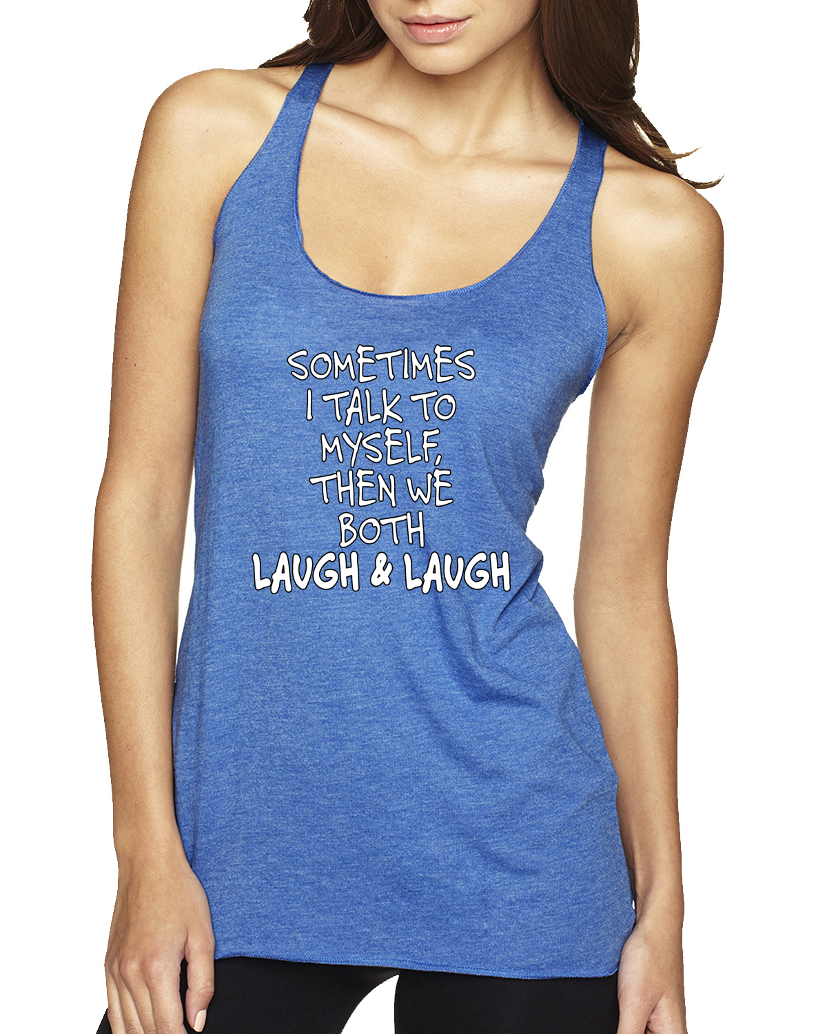 Camiseta sin mangas Sometimes I Talk To Myself Then We Both Laugh Humor Tri-Blend espalda deportiva - Imagen 11 de 15