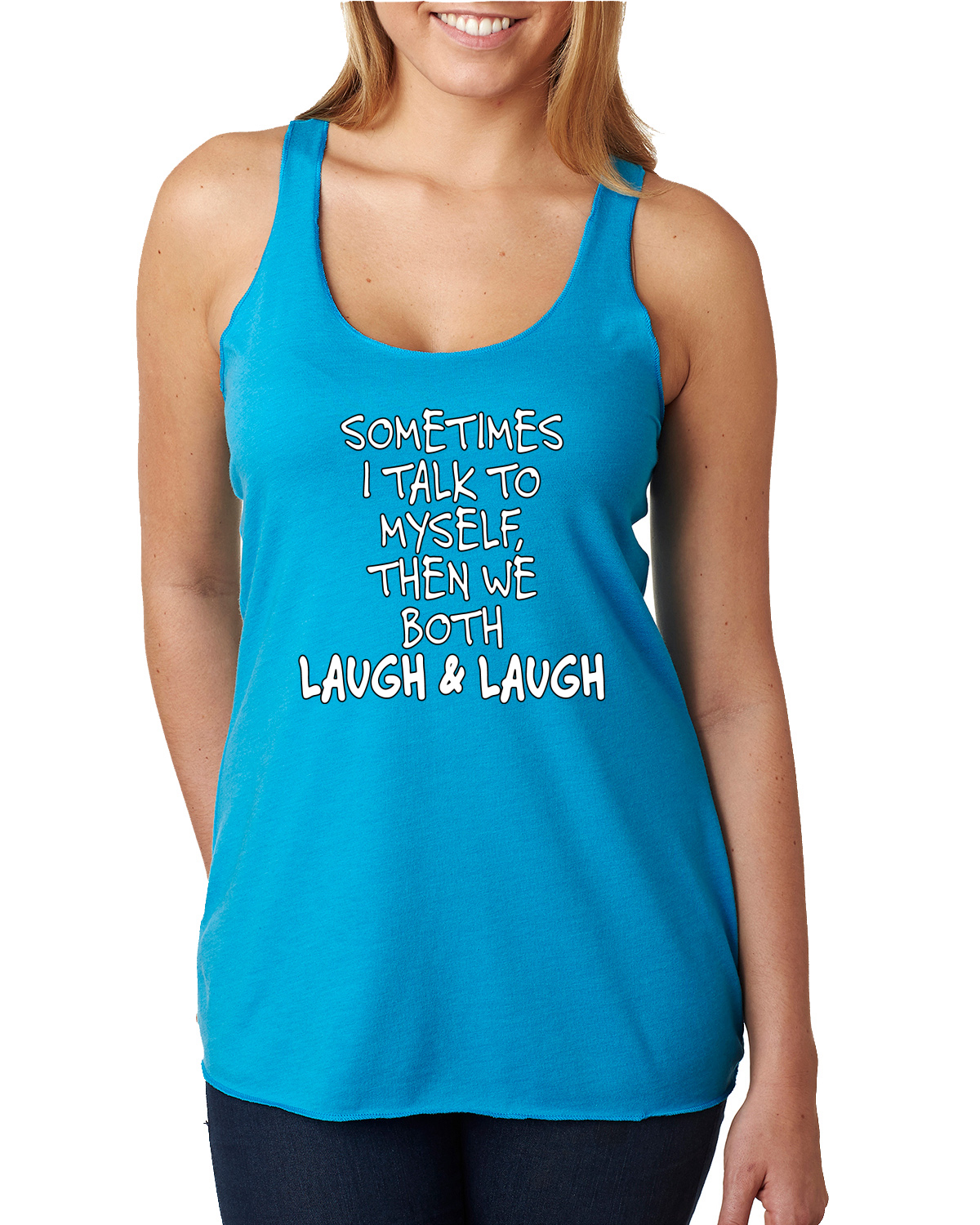 Camiseta sin mangas Sometimes I Talk To Myself Then We Both Laugh Humor Tri-Blend espalda deportiva - Imagen 12 de 15