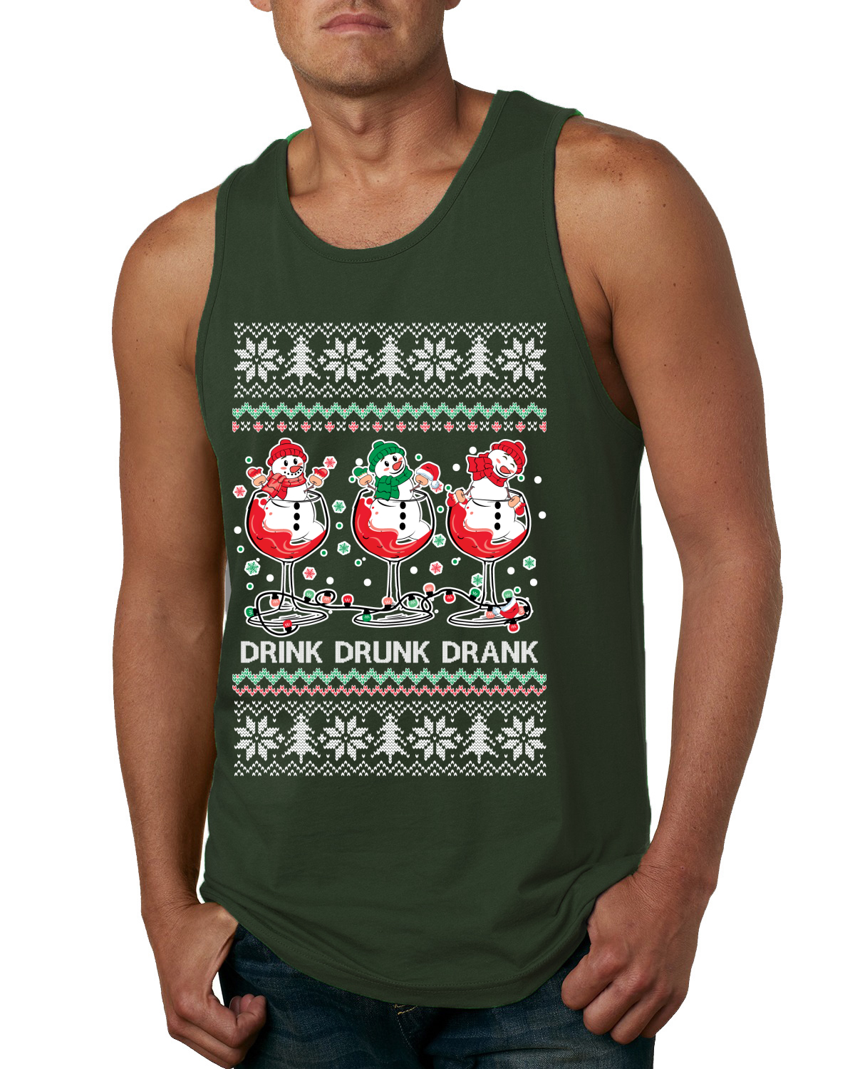 Holiday Spirits Drink Drank Drunk Snowmen Men Tank Top - Picture 4 of 9