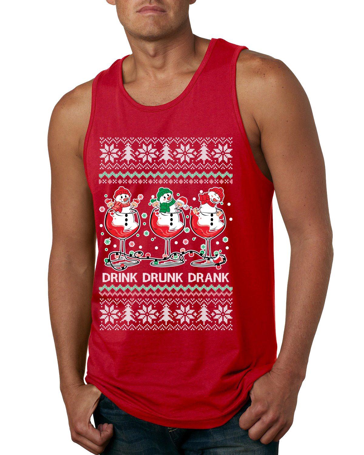 Holiday Spirits Drink Drank Drunk Snowmen Men Tank Top - Picture 7 of 9