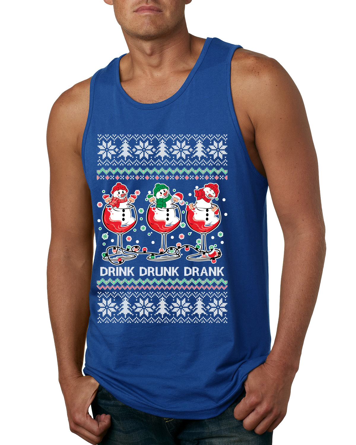 Holiday Spirits Drink Drank Drunk Snowmen Men Tank Top - Picture 8 of 9