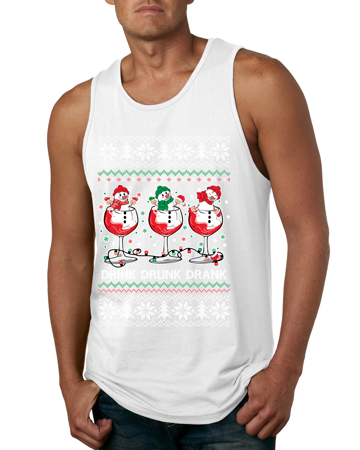 Holiday Spirits Drink Drank Drunk Snowmen Men Tank Top - Picture 9 of 9