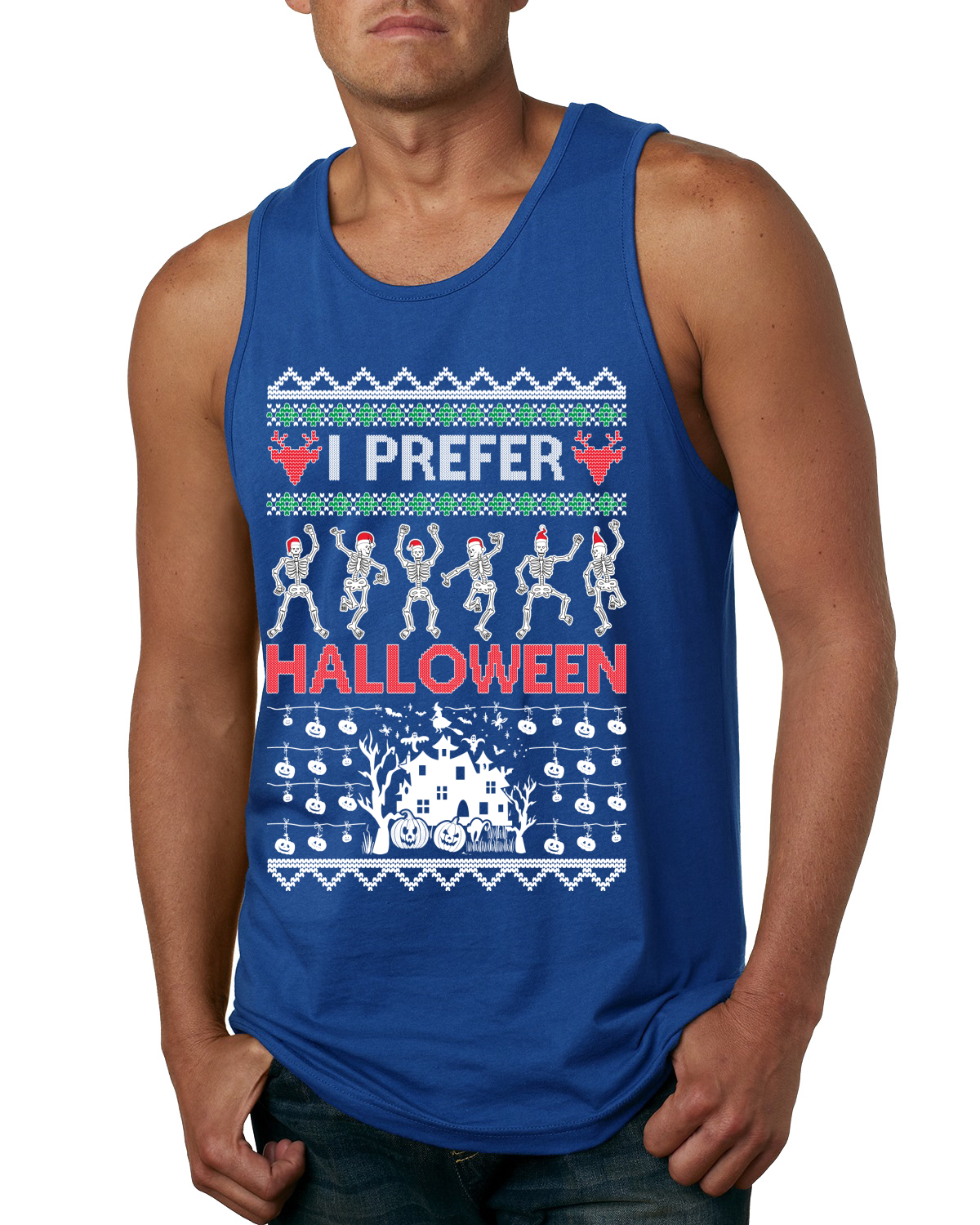 Camiseta sin mangas I Prefer Halloween con esqueletos de baile para hombre - Imagen 8 de 9