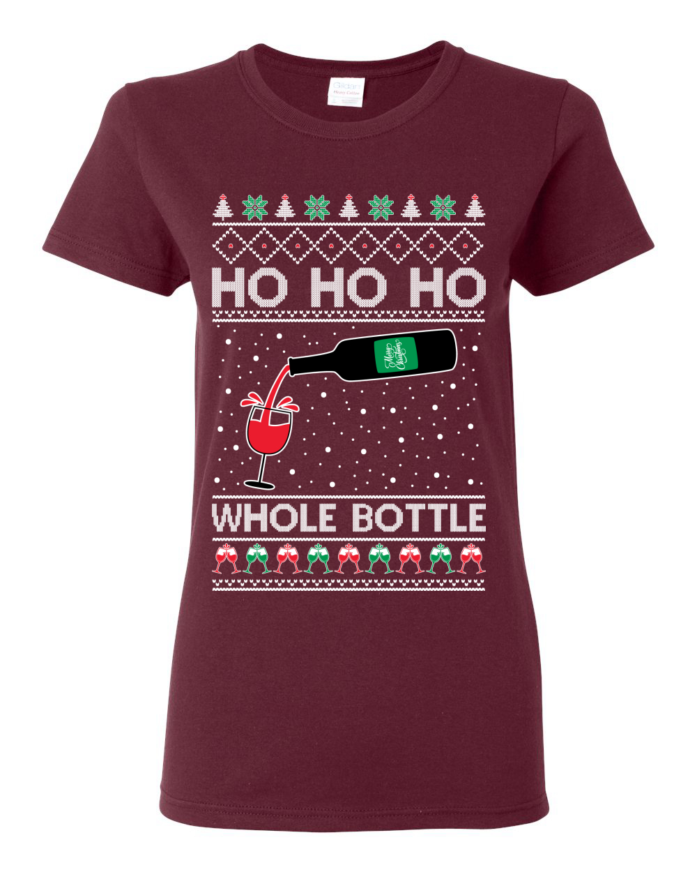 Camiseta gráfica Ho Ho botella entera vino licores mujer - Imagen 8 de 13
