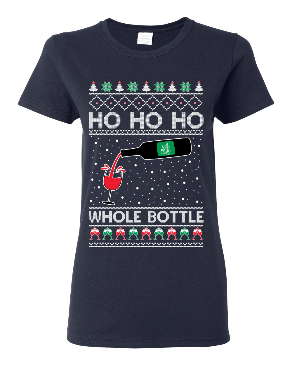 Camiseta gráfica Ho Ho botella entera vino licores mujer - Imagen 9 de 13
