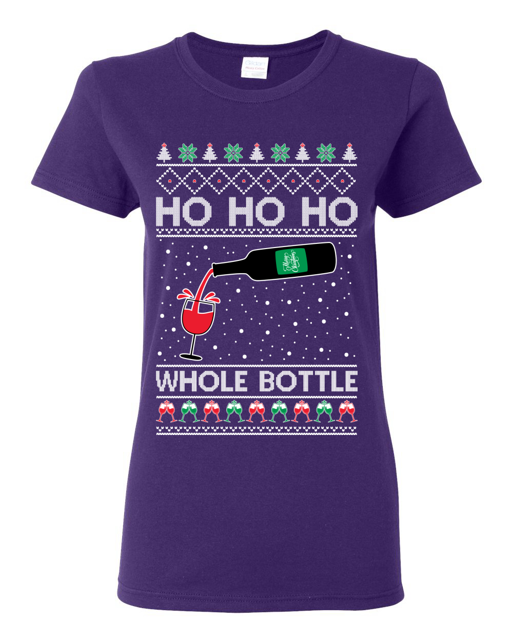 Camiseta gráfica Ho Ho botella entera vino licores mujer - Imagen 10 de 13