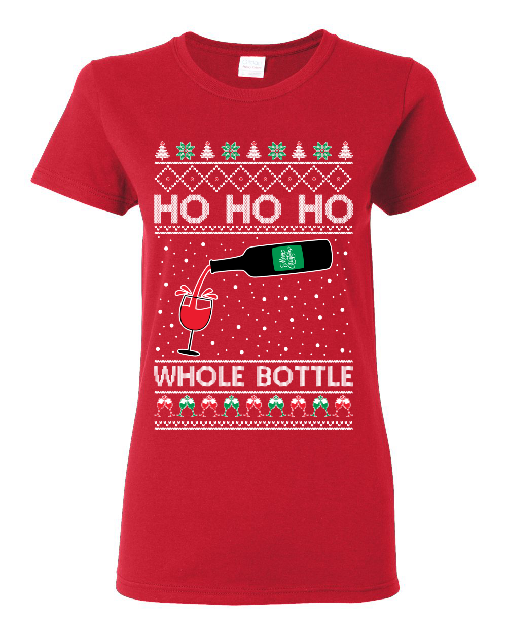 Camiseta gráfica Ho Ho botella entera vino licores mujer - Imagen 11 de 13
