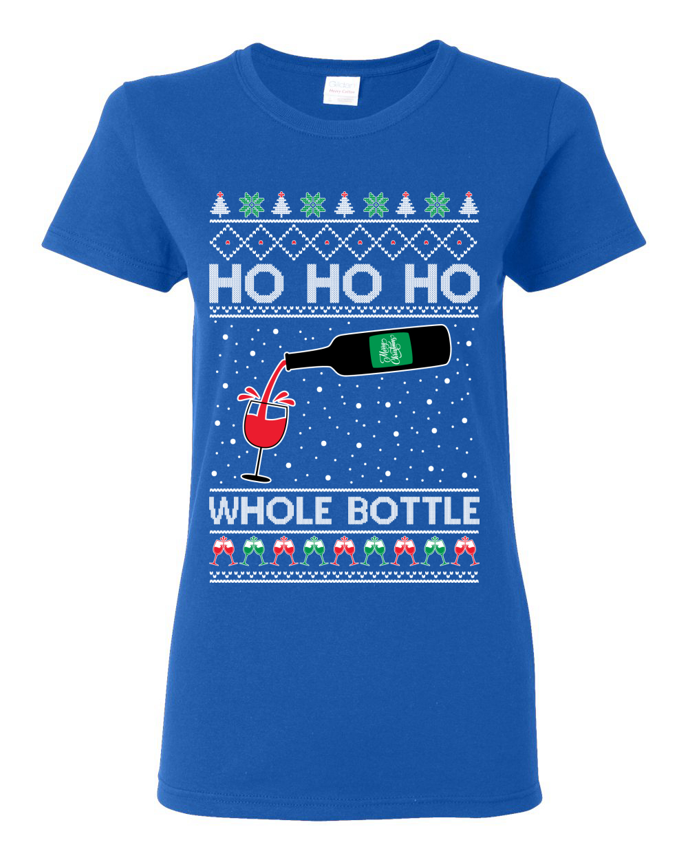 Camiseta gráfica Ho Ho botella entera vino licores mujer - Imagen 12 de 13