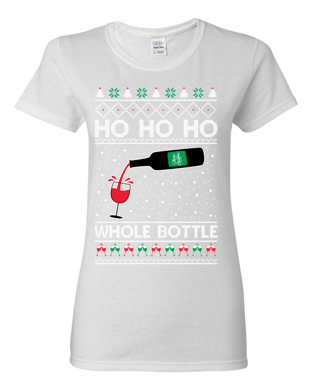 Camiseta gráfica Ho Ho botella entera vino licores mujer - Imagen 13 de 13
