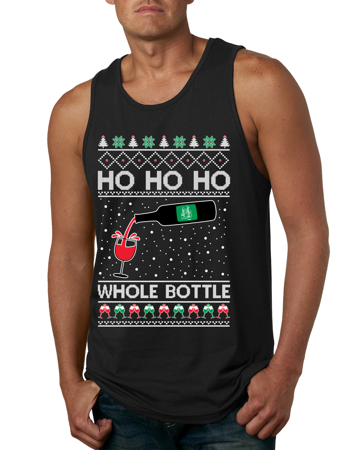 Camiseta sin mangas Ho Ho Ho botella entera Wine Spirits para hombre - Imagen 3 de 9