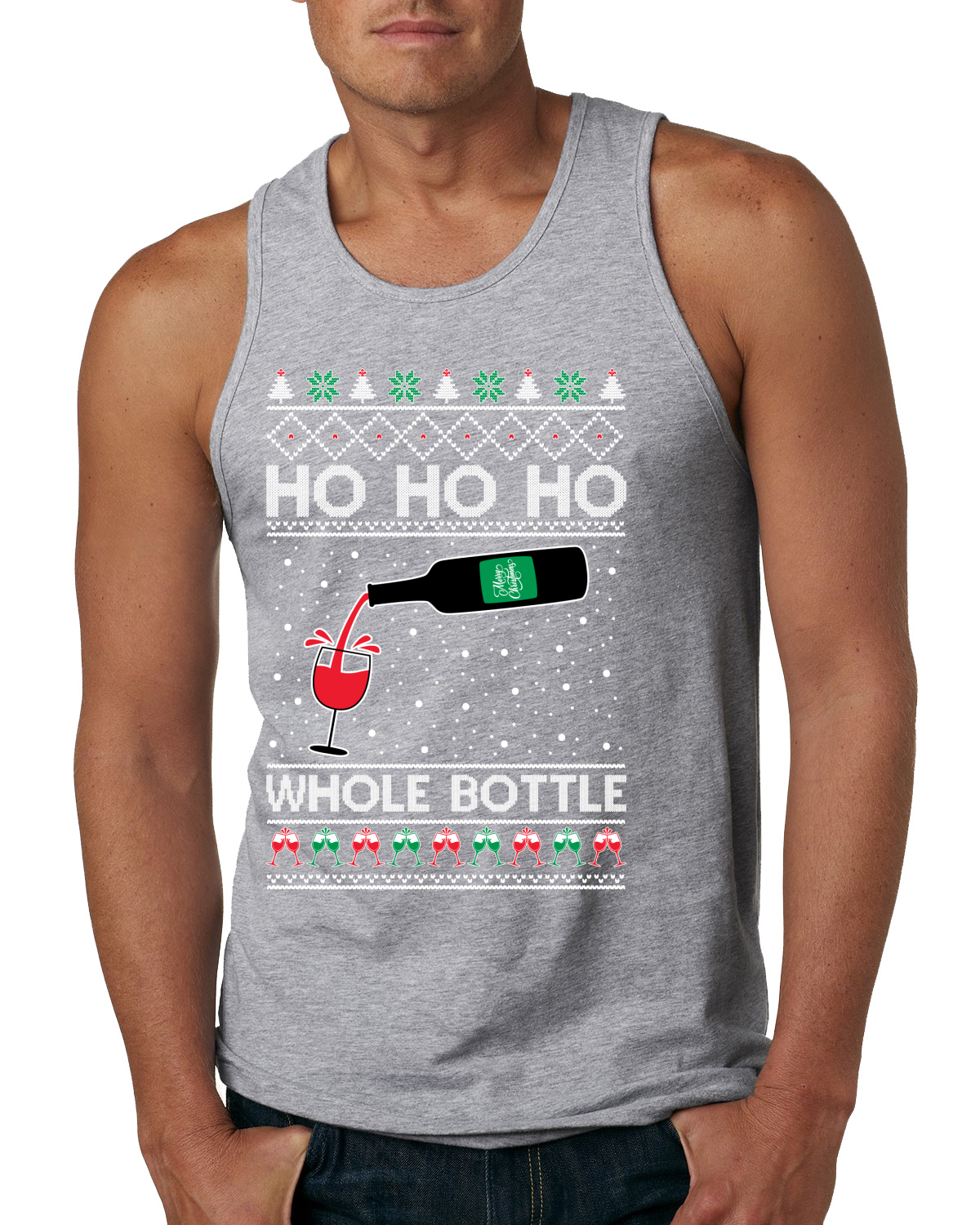 Camiseta sin mangas Ho Ho Ho botella entera Wine Spirits para hombre - Imagen 5 de 9